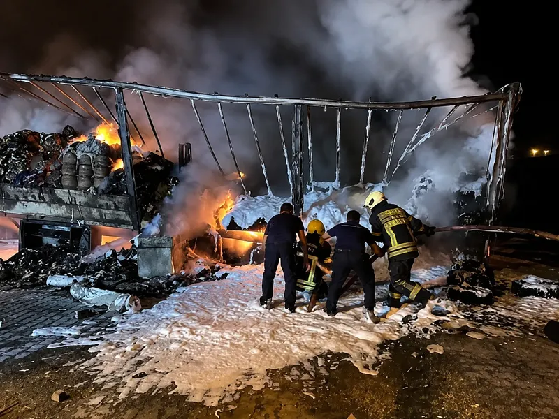 Kayseri’de cips yüklü tır alevlere teslim oldu