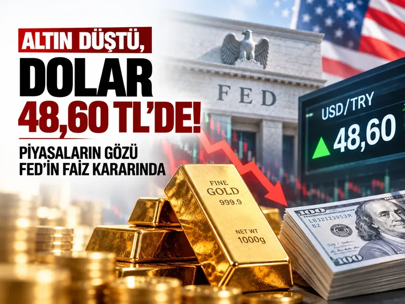 Altın düştü, dolar 48,60 TL'de! Piyasaların gözü Fed'in faiz kararında